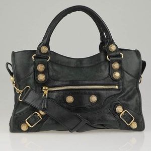 Authentic Balenciaga City Gold Studded Handbag